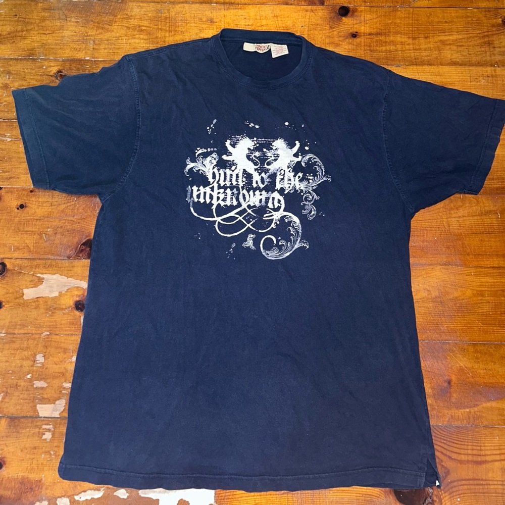 Y2K Grunge Dark Blue Vintage Graphic Tee